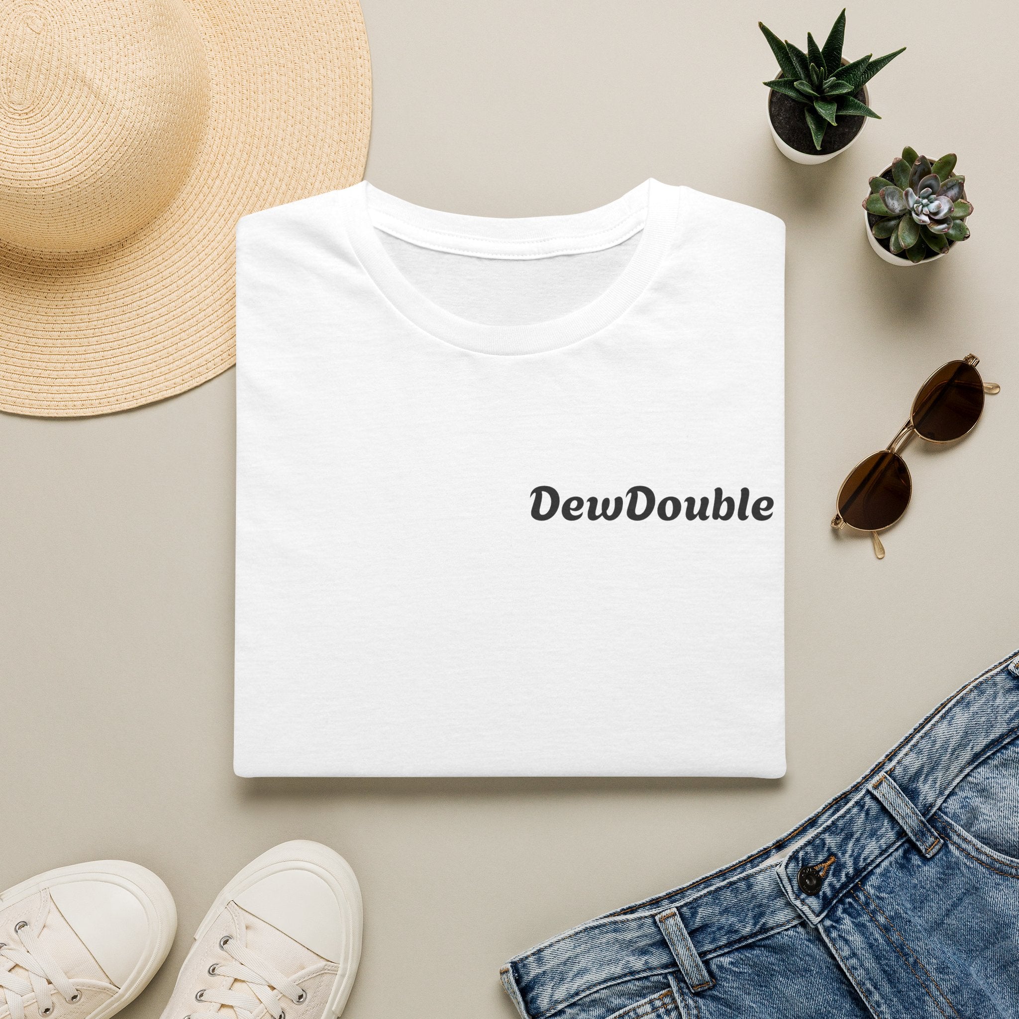 DewDouble Minimal Logo T-Shirt — Casual Everyday Graphic Tee