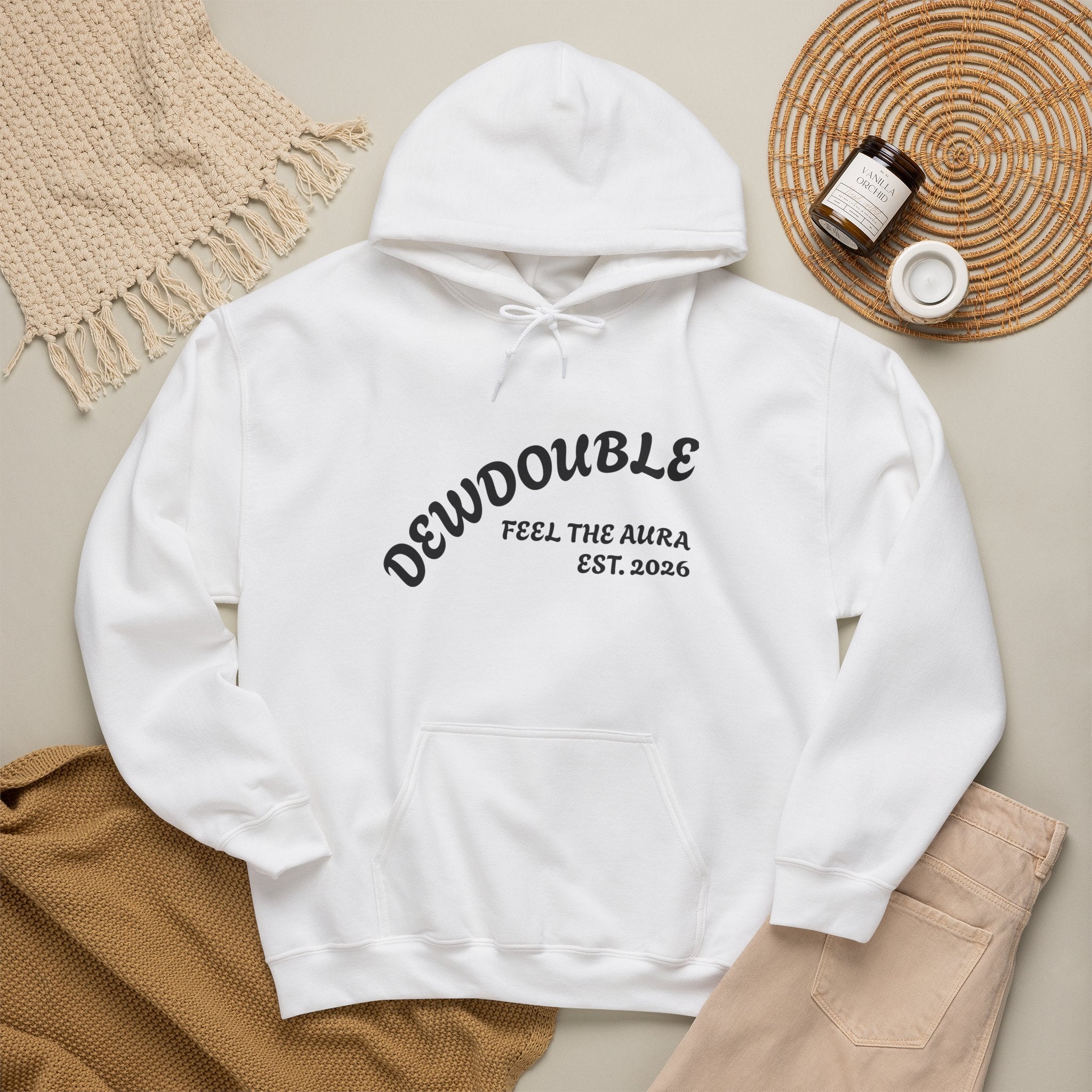 Dewdouble Unisex "Maximum Aura" Hoodie - Minimal Arch Logo Pullover